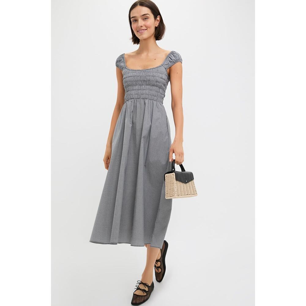 FAITHFULL THE BRAND Black Gingham Amelie Midi Dress Size XL (US SIZE 10) NWT